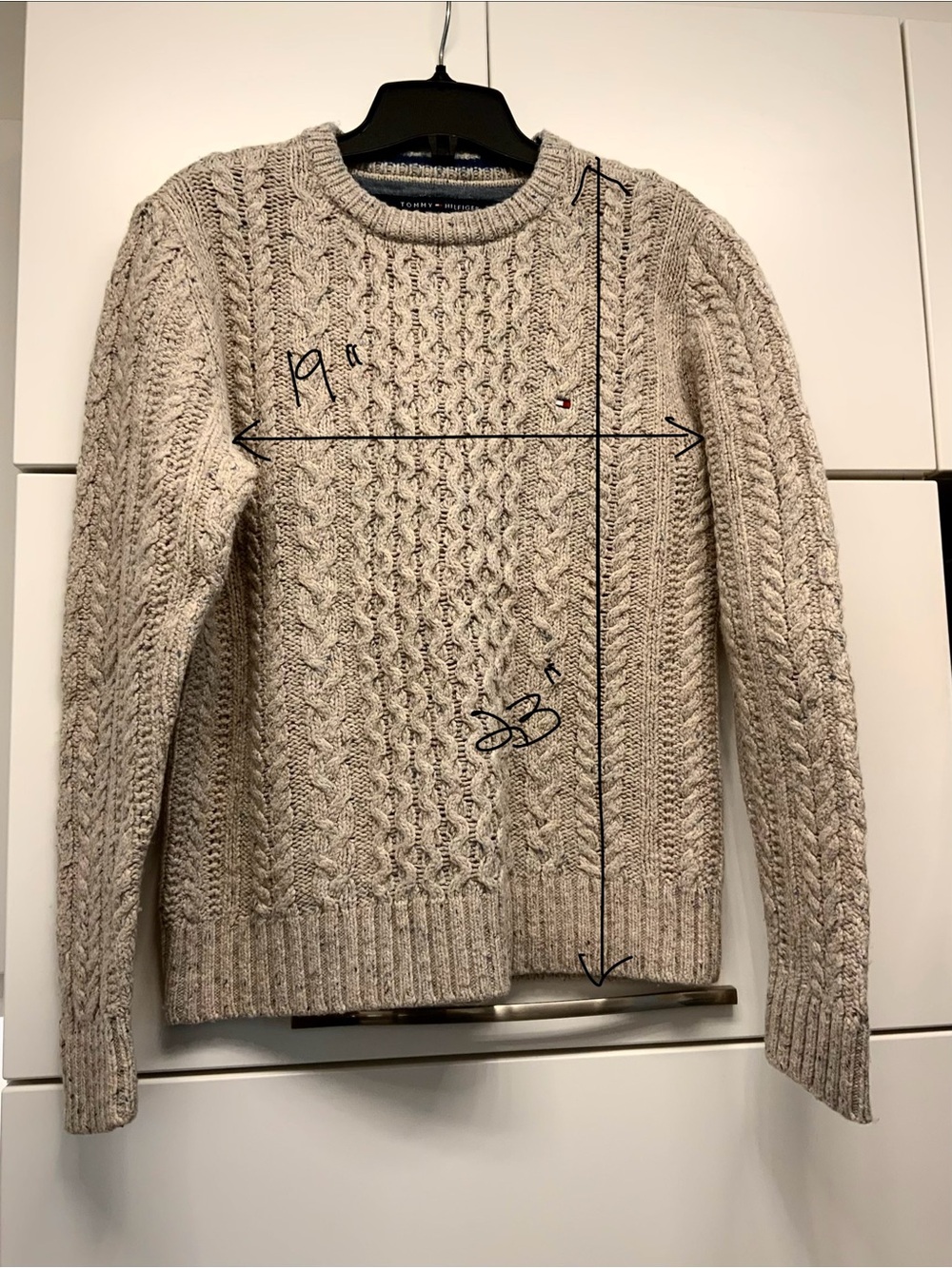 Tommy Hilfiger Cable Knit Crewneck Sweater - Light Beige- Small